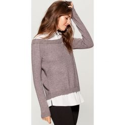 Sweter z koszulowymi elementami - Szary. Szare swetry damskie Mohito, z koszulowym kołnierzykiem. Za 119.99 zł.