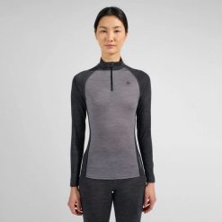 Bluza termiczna damska Odlo Natural Performance PW 150 BL Top Turtle Neck LS. Szare bielizna termoaktywna damska Odlo, s, bez wzorów, z materiału, bez ramiączek, krótkie. Za 388.25 zł.
