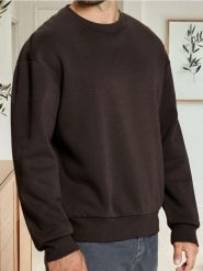 Bluza basic comfort fit - brązowy. Brązowe bluzy męskie Sinsay, l, bez wzorów, bez kaptura. Za 29.99 zł.