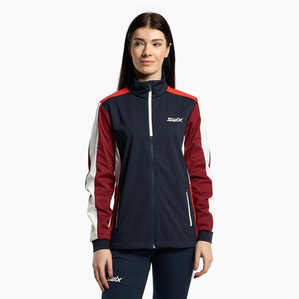 Kurtka na narty biegowe damska Swix Cross. Czerwone bluzy sportowe damskie Swix, na zimę, xs, bez wzorów, bez kaptura, narciarskie. W wyprzedaży za 371.65 zł.