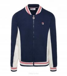 Bluza tenisowa Fila Settanta. Niebieskie bluzy męskie Fila, uniwersalny, z aplikacjami, z bawełny, bez kaptura. Za 246.99 zł.