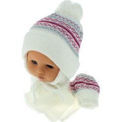 Czapka niemowlęca z szalikiem i rękawiczkami CZ+S+R 013A biała. Czapki dla dzieci marki Reserved. Za 45.90 zł.