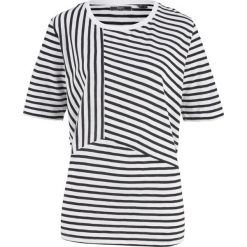 Shirt bawełniany oversize z przędzy mieszankowej, krótki rękaw bonprix czarno-biały w paski. Bluzki damskie bonprix. Za 37.99 zł.