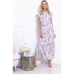 Sukienka maxi magnolie fb728. Białe sukienki damskie marki Fobya, bez wzorów, wizytowe, bez kołnierzyka, bez ramiączek. Za 179.00 zł.