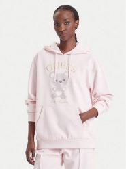 Guess Bluza V6BQ28 K9361 Różowy jasny Oversize. Czerwone bluzy damskie Guess, xl, z aplikacjami, z syntetyku, bez kaptura. Za 524.99 zł.
