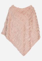 Różowe Ponczo Ozdobione Tłoczeniem Dairis. Czerwone swetry damskie Born2be, uniwersalny, z aplikacjami, z jeansu, eleganckie, bez kołnierzyka, bez ramiączek, bez kaptura. Za 159.99 zł.