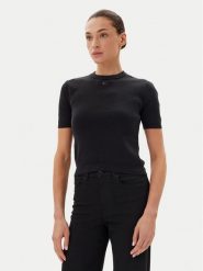 Tommy Jeans Sweter Essential DW0DW19336 Czarny Regular Fit. Czarne swetry damskie Tommy Jeans, xxs, bez wzorów, z bawełny, bez kołnierzyka, bez ramiączek, bez kaptura. Za 279.99 zł.