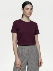 Koszulka w paski z domieszką wiskozy - czerwony. Czerwone t-shirty damskie Sinsay, l, bez wzorów, z wiskozy, bez kołnierzyka. Za 25.99 zł.