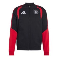 Kurtka dresowa Manchester United 2026/27. Czarne kurtki męskie Adidas, xs, bez wzorów, z dresówki, do piłki nożnej. Za 317.50 zł.