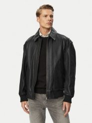 BOSS Kurtka skórzana Josual 50568175 Czarny Regular Fit. Czarne kurtki męskie Boss, m, bez wzorów, ze skóry, bez kaptura. Za 2,599.00 zł.