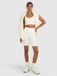 4F Legginsy kolarki treningowe bezszwowe damskie - beżowe M/L. Brązowe legginsy damskie 4f, l, bez wzorów, z dzianiny. Za 119.99 zł.