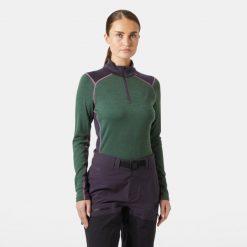 Bluza damska z zamkiem 1/2 Helly Hansen Lifa Midw. Zielone bluzy damskie Helly Hansen, bez wzorów, z wełny, bez kaptura. Za 434.50 zł.