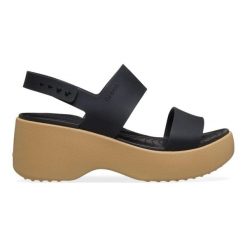 Damskie sandały Crocs Brooklyn Sky Sandal 212250-0RI. Czarne sandały damskie Crocs, bez wzorów, z materiału, bez obcasa, bez zapięcia. Za 259.00 zł.