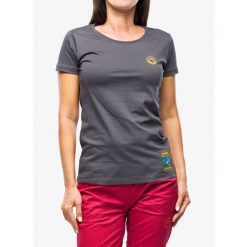 Koszulka wspinaczkowa damska La Sportiva Climbing on the Moon T-Shirt. Szare koszulki sportowe damskie La Sportiva, bez wzorów, bez kołnierzyka, bez ramiączek. Za 156.99 zł.