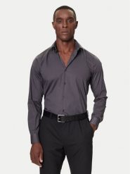 Calvin Klein Koszula LV019EU037 Szary Slim Fit. Szare koszule męskie Calvin Klein, m, bez wzorów, z bawełny, biznesowe, bez kołnierzyka, bez ramiączek. Za 349.99 zł.