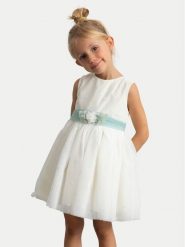 Mayoral Sukienka elegancka 3919 Écru Regular Fit. Białe sukienki dla dziewczynek Mayoral, bez wzorów, z syntetyku, eleganckie, bez ramiączek. Za 232.99 zł.