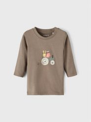 NAME IT Bluzka 13206871 Brązowy Regular Fit. Brązowe t-shirty dla chłopców Name it, bez wzorów, z bawełny, bez ramiączek. Za 59.99 zł.