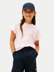 Tommy Hilfiger T-Shirt KG0KG08970 D Różowy Regular Fit. Czerwone t-shirty i topy dla dziewczynek Tommy Hilfiger, bez wzorów, z syntetyku, bez ramiączek. Za 109.99 zł.