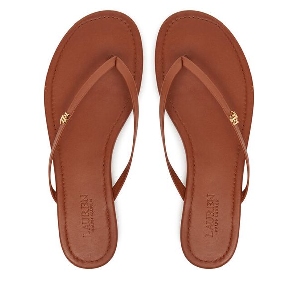 Japonki LAUREN RALPH LAUREN. Brązowe klapki damskie Lauren Ralph Lauren, bez wzorów, bez obcasa. Za 279.99 zł.