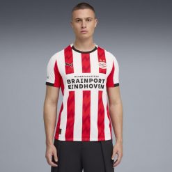 Męska koszulka domowa PSV Eindhoven 25/26 PUMA. Białe koszulki sportowe męskie Puma, m, bez wzorów, bez kołnierzyka, bez ramiączek, do piłki nożnej. Za 429.00 zł.