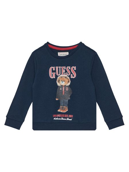 Guess Bluza N5BQ07 KAD74 Granatowy Regular Fit. Niebieskie bluzy dla chłopców Guess, z aplikacjami, z bawełny, bez ramiączek, bez kaptura. Za 104.99 zł.