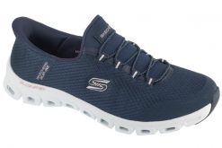 Buty sportowe Sneakersy damskie, Slip-Ins: Glide-Step - Pursuit. Niebieskie obuwie sportowe damskie Skechers, bez wzorów, z materiału, trekkingowe. Za 299.99 zł.