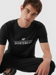 4F T-shirt regular z nadrukiem męski S. Niebieskie t-shirty męskie 4f, m, bez wzorów, z bawełny, bez kołnierzyka. Za 69.99 zł.