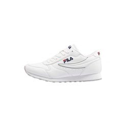 Sneakersy Fila Orbit Low. Białe obuwie sportowe damskie Fila, bez wzorów, z materiału, do biegania. Za 149.00 zł.