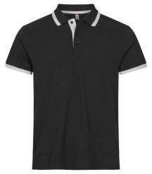 Clique Polo Austin z 100% bawełny — kontrastowe paski na kołnierzu – Black. Czarne paski damskie CLIQUE, bez wzorów, z bawełny. Za 162.24 zł.