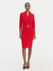 Rinascimento Sukienka koktajlowa CFC0126777003 Czerwony Slim Fit. Czerwone sukienki damskie Rinascimento, xl, bez wzorów, z syntetyku, wizytowe, bez kołnierzyka, bez ramiączek. Za 489.99 zł.