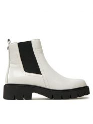 Caprice Botki 9-25413-43 Biały. Białe botki damskie Caprice, ze skóry, bez obcasa, na płaskiej podeszwie, bez zapięcia. Za 248.99 zł.