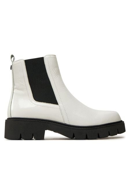 Caprice Botki 9-25413-43 Biały. Białe botki damskie Caprice, ze skóry, bez obcasa, na płaskiej podeszwie, bez zapięcia. Za 248.99 zł.