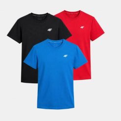 ZESTAW KOSZULEK MĘSKICH 4F KOMPLET 3 SZTUKI T-SHIRT TTSHM3341. T-shirty męskie 4f, m, bez wzorów, z bawełny, sportowe, bez kołnierzyka. Za 113.70 zł.