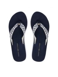Tommy Hilfiger Japonki Wedge Summer Sandal Mono FW0FW09698 Granatowy. Niebieskie klapki damskie Tommy Hilfiger, bez wzorów, z materiału, bez obcasa. Za 229.99 zł.