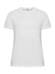 Clique Basic-T Women T‑shirt damski, dopasowany krój, 100% bawełna – white. Białe t-shirty damskie CLIQUE, xl, bez wzorów, z bawełny, bez kołnierzyka. Za 99.74 zł.