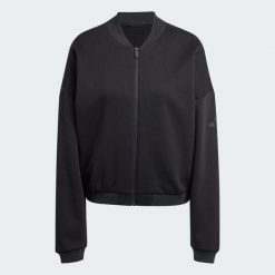 Kurtka Essentials Contemporary Logo Bomber. Czarne kurtki damskie Adidas, m, bez wzorów, z bawełny, bez kaptura. Za 259.00 zł.