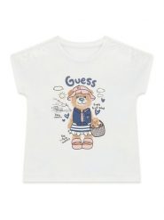 Guess T-Shirt K6GI18 K6YW4 Biały Regular Fit. Białe t-shirty i topy dla dziewczynek Guess, z aplikacjami, z bawełny, bez ramiączek. Za 99.99 zł.