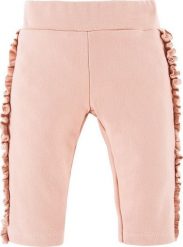 Eevi Legginsy dla dziewczynki beżowe z falbanką Eevi Bloom 104. Brązowe legginsy dla dziewczynek Eevi, bez wzorów. Za 52.99 zł.