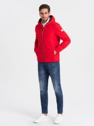 Męska kurtka z polarowym środkiem SOFTSHELL- czerwony V6 - Rozmiar: L. Czerwone kurtki męskie Ombre Clothing, l, bez wzorów, z elastanu, bez kaptura. W wyprzedaży za 109.99 zł.