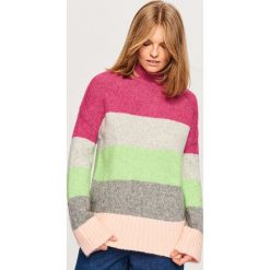 Sweter z domieszką alpaki - Wielobarwn. Swetry damskie marki bonprix. Za 79.99 zł.