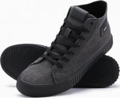 Męskie buty trampki canvas z wysoką cholewką czarne V1 OM-FOTH-0186 45. Brązowe trampki męskie Ombre, bez wzorów, przed kolano, bez zapięcia. Za 347.95 zł.