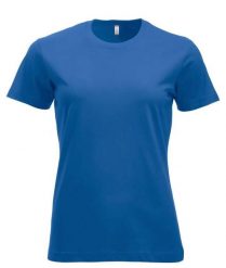 Clique New Classic-T Women – damska koszulka bawełniana, współczesny krój. Niebieskie t-shirty damskie CLIQUE, xl, bez wzorów, z bawełny, klasyczne, bez kołnierzyka. Za 104.55 zł.