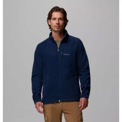 Bluzy sportowa męska Columbia Fast Trek II Full Zip Fleece. Niebieskie bluzy męskie Columbia, l, bez wzorów, bez kaptura. Za 332.00 zł.