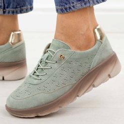 Zielone skórzane półbuty damskie Sergio Leone Sp002. Zielone półbuty damskie Sergio Leone, na jesień, bez wzorów, z jeansu, casualowe, z okrągłym noskiem, bez obcasa, na płaskiej podeszwie, bez zapięcia. Za 219.00 zł.