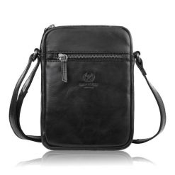 Saszetka męska skórzana na ramię klasyczna czarna mała funkcjonalna Paolo Peruzzi SL-03-BL. Czarne saszetki męskie ze skóry, eleganckie, małe. Za 199.00 zł.