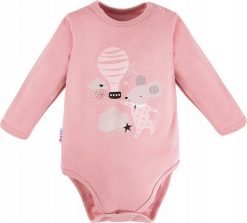 EKO EWA 728128 MELLOW Body DŁ róż 80. Czerwone body niemowlęce EKO, bez wzorów, bez ramiączek. Za 36.56 zł.