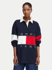Tommy Jeans Bluza Tjw Ovs DW0DW22827 Granatowy Oversize. Niebieskie bluzy damskie Tommy Jeans, m, bez wzorów, z bawełny, bez kaptura. Za 449.99 zł.