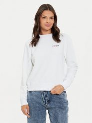 Guess Jeans Bluza W4YQ07 KC811 Biały Regular Fit. Białe bluzy damskie Guess Jeans, xs, z aplikacjami, z bawełny, bez kaptura. Za 209.99 zł.