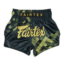 Spodenki treningowe Fairtex Muay Thai S1931 Heart of Gold. Czarne krótkie spodenki sportowe męskie FAIRTEX, m, bez wzorów. Za 279.99 zł.
