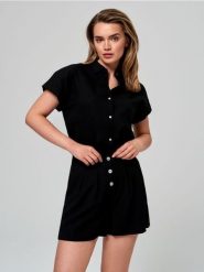 Szorty materiałowe - czarny. Czarne szorty damskie Sinsay, l, bez wzorów, z materiału. Za 39.99 zł.